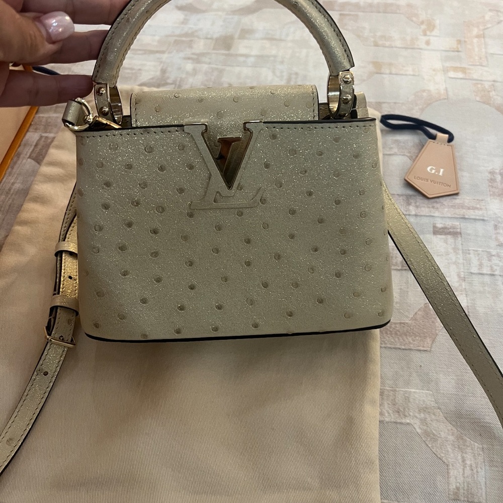 Louis Vuitton Cream Mini Bag from ostrich leather